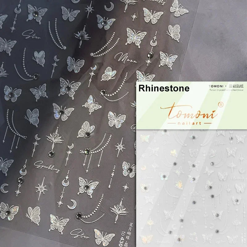 5D Butterfly Blooming Flowers Nail Art Stickers