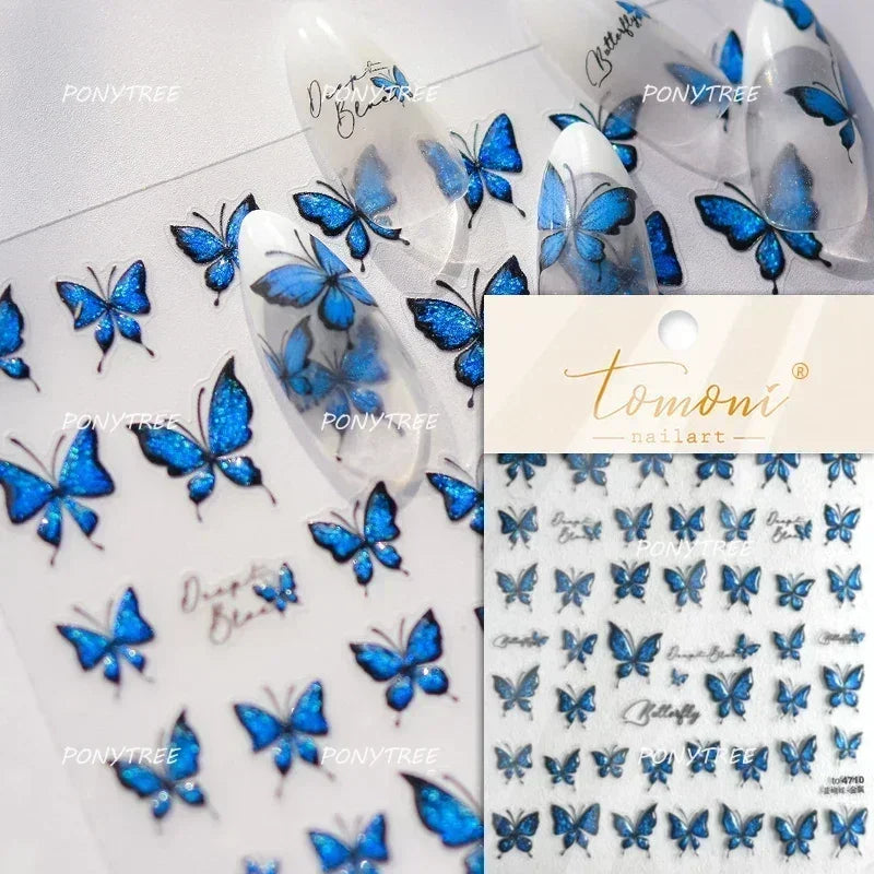 Jelly Butterfly Rhinestone Crystal 5D Nail Art Sticker