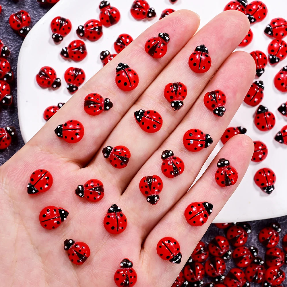 50Pcs Insect Ladybug Nail Charms