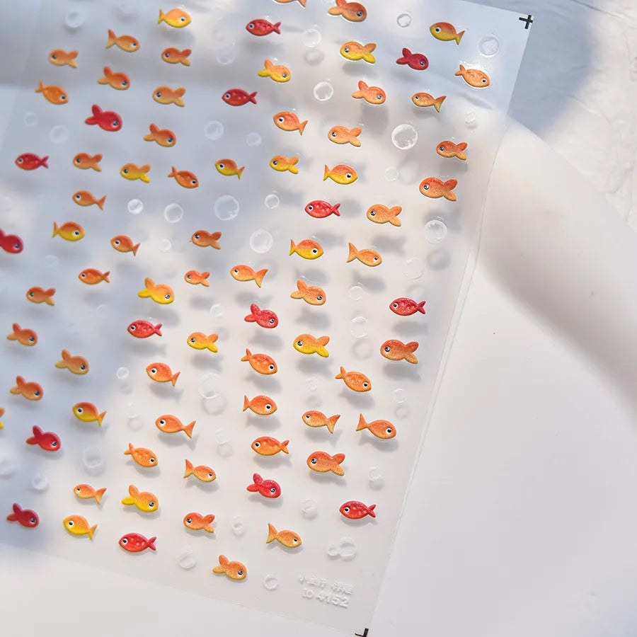 Goldfish Cavort Water 5D Nail Art Stickers Manicure Decal