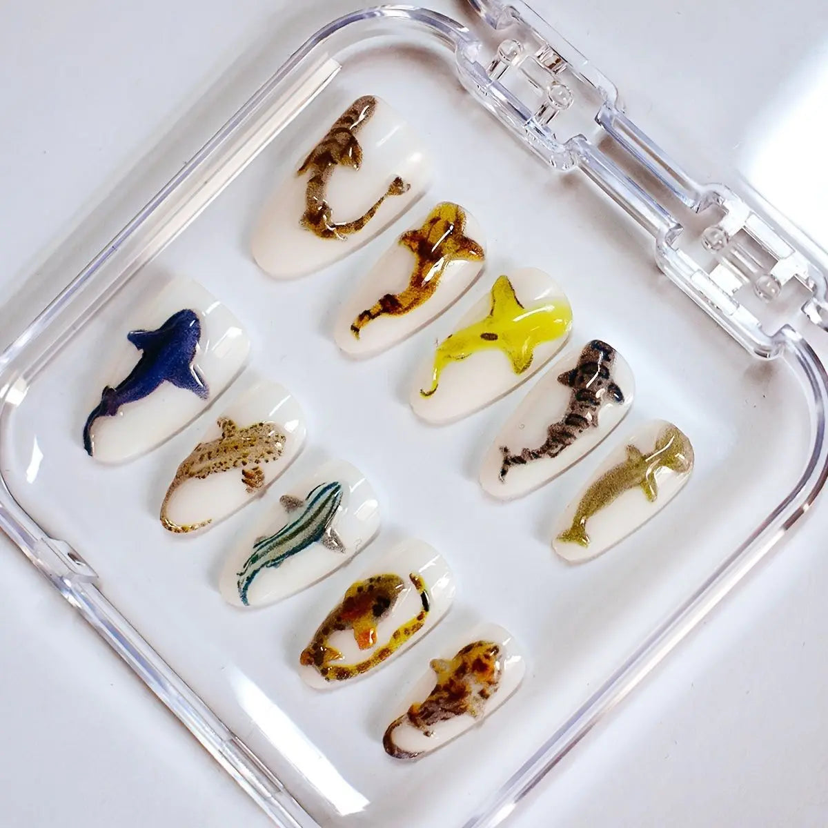 10pcs Handmade Press on Nails Shark Pattern