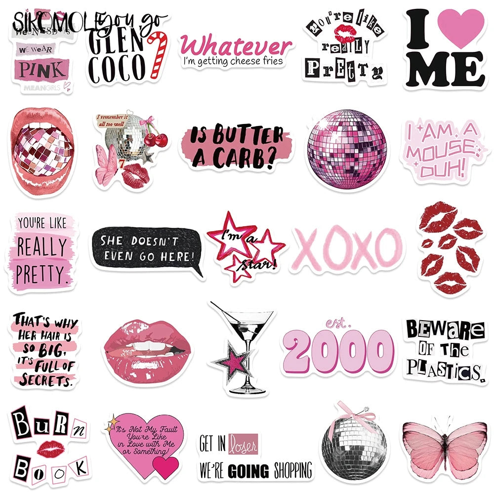 10/30/50pcs Pink Graffiti Stickers