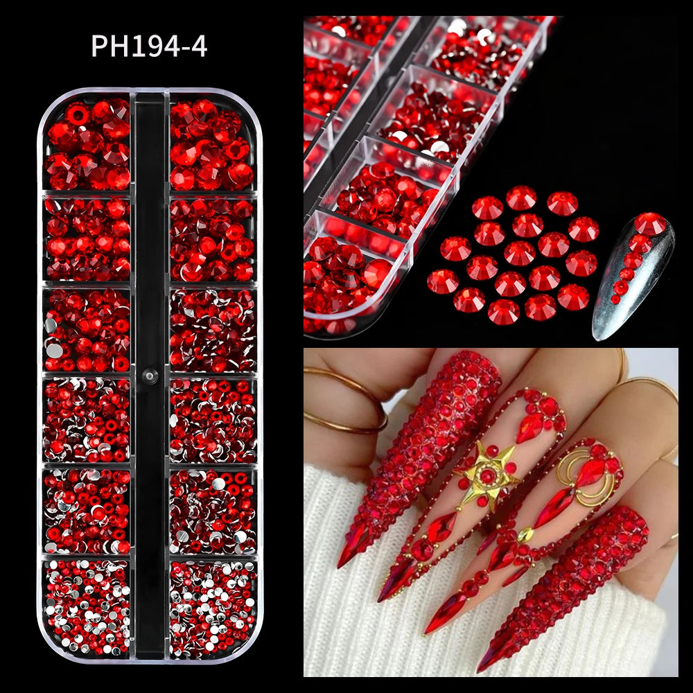 12Grid Mixed Nail Rhinestones Flat-back
