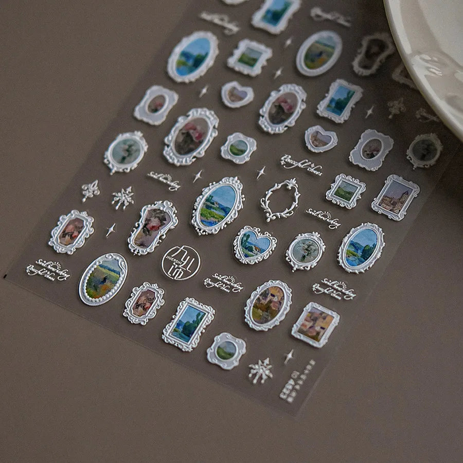 Vintage Clocks 5D Nail Art Stickers Abstract Prints