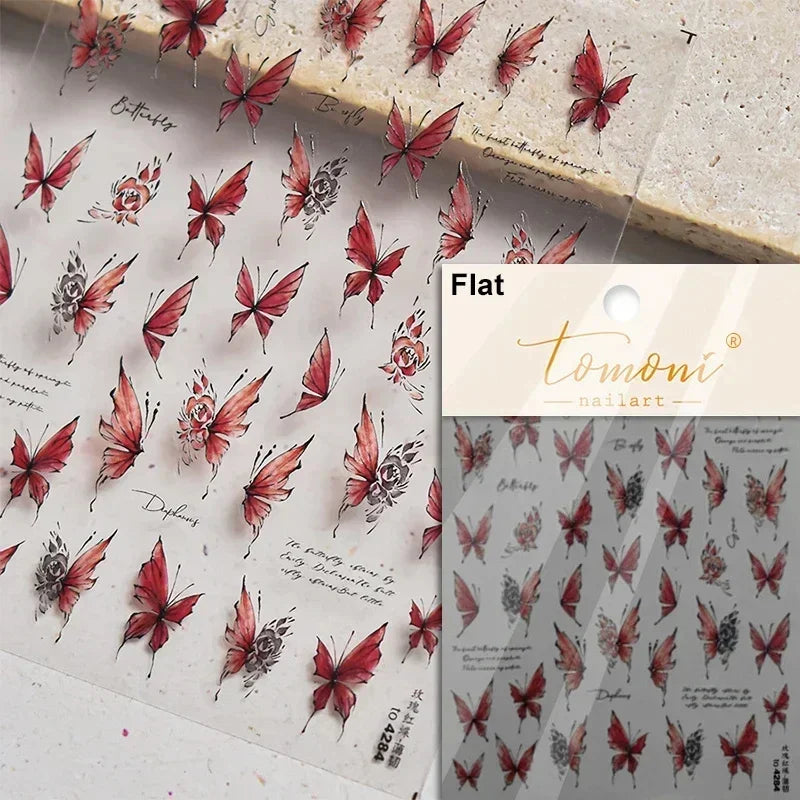 Jelly Butterfly Rhinestone Crystal 5D Nail Art Sticker