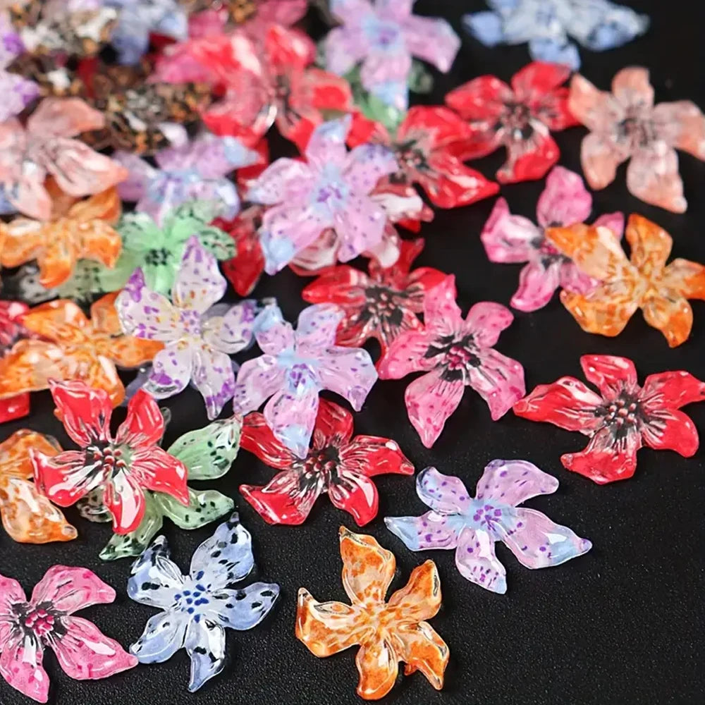 60pcs Flower Nail Decoration 3D Gradient Nail Charms