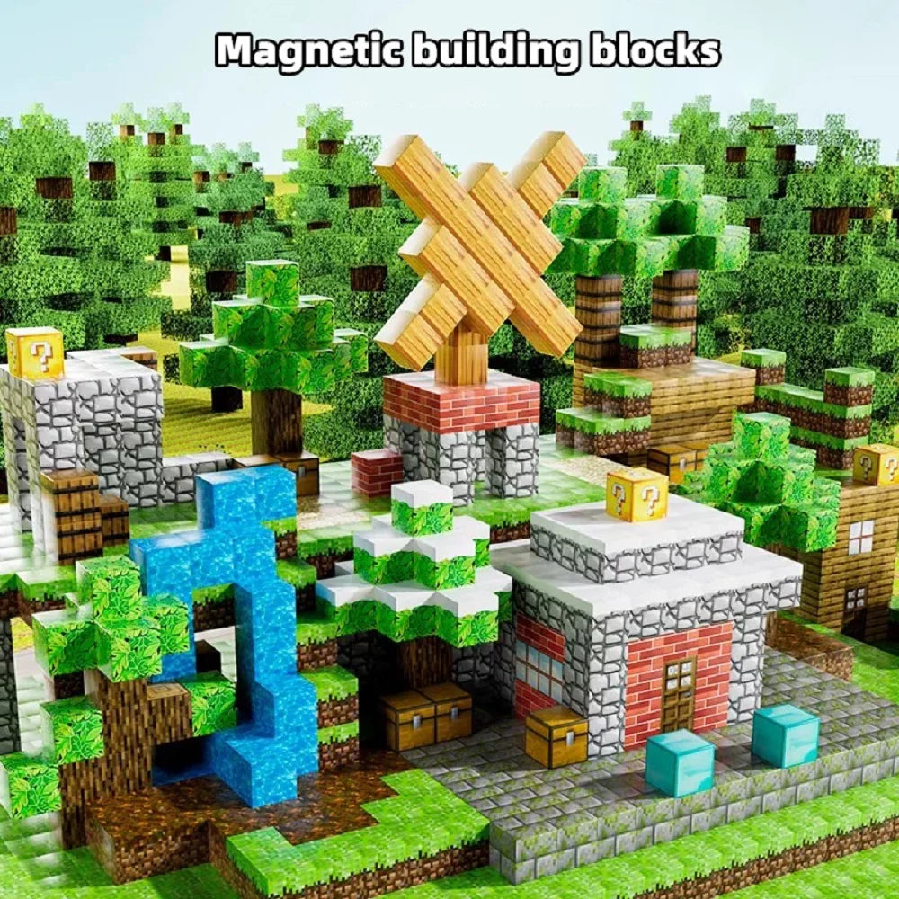 Magnetic building blocks toy storage box set