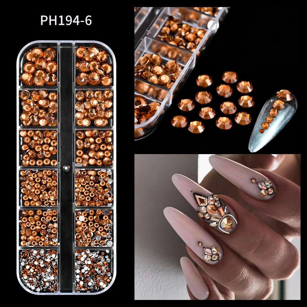 12Grid Mixed Nail Rhinestones Flat-back