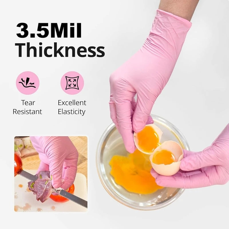 50/100PCS Pink Nitrile Disposable Gloves Latex Free