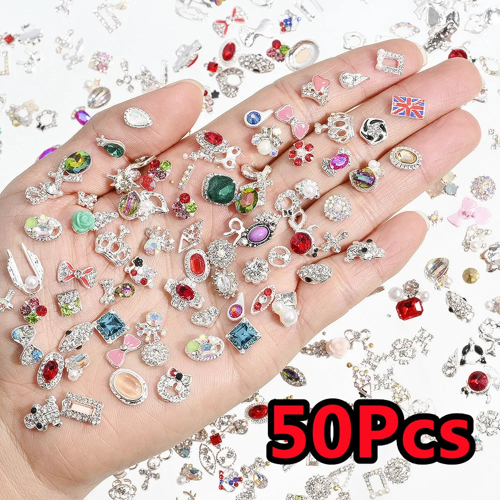 50Pcs 3D Mixed Random Luxury Nail Charms
