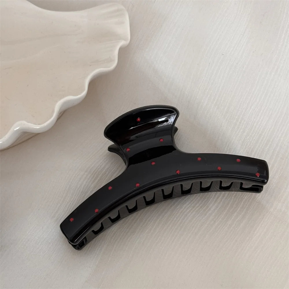 2pcs Vintage Red Polka Dot Ribbon Bow Hair Claw Women Gift