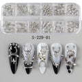 12 Grids Punk Metal Rivets Pierced Style Nail Charms Y2K