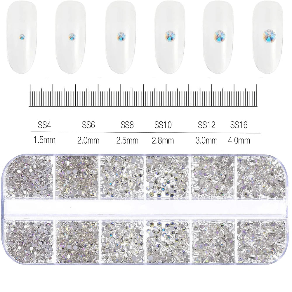 12Grid Mixed Nail Rhinestones Flat-back