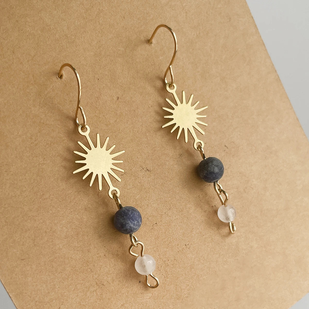 Handmade Crystal Earth Saturn Cosmic Sun Earrings