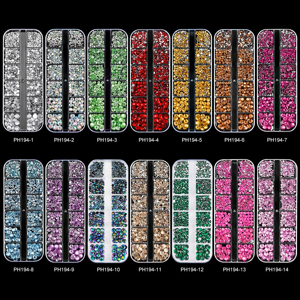 12Grid Mixed Nail Rhinestones Flat-back