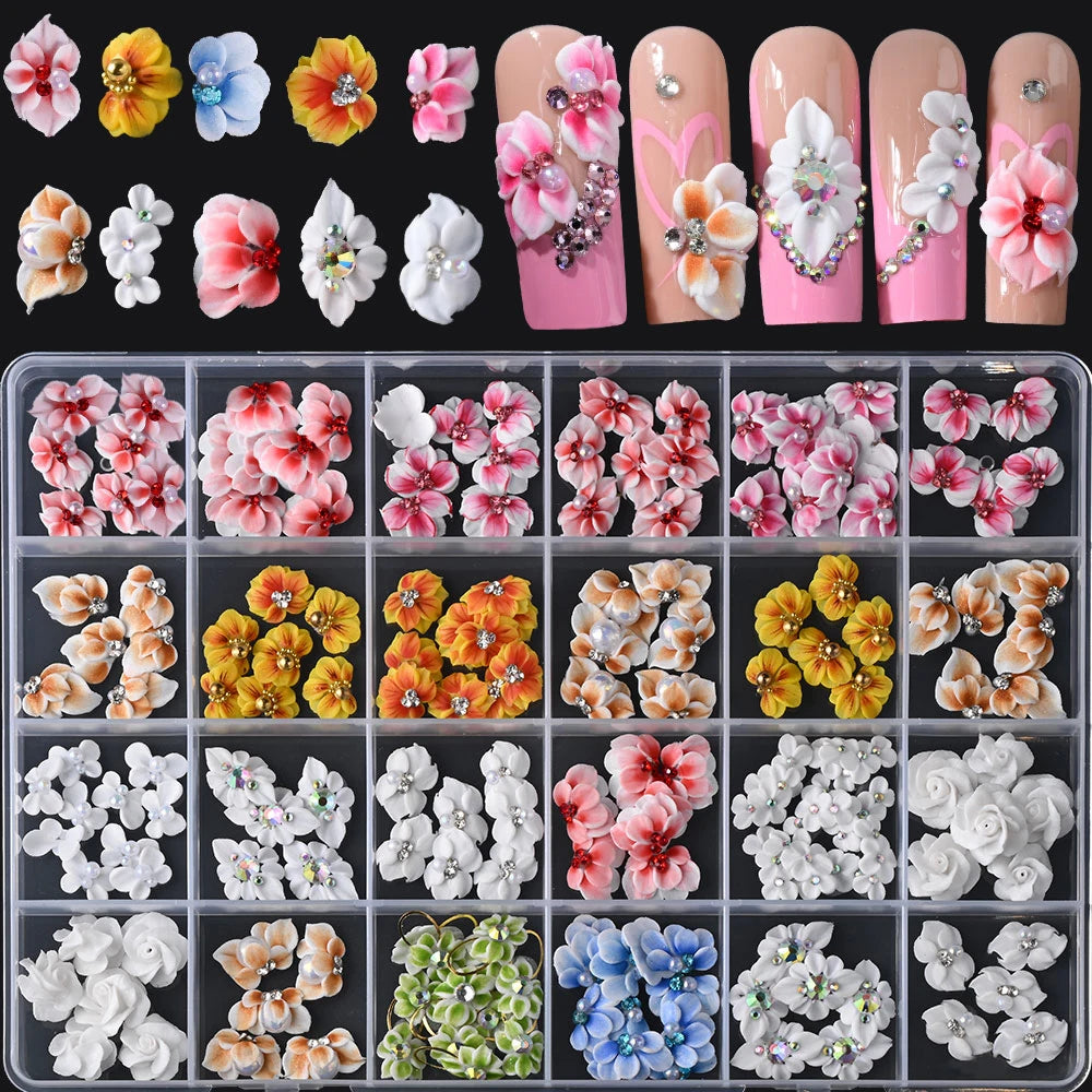 10/30PCS 3D Handmade Acrylic Carved Flower