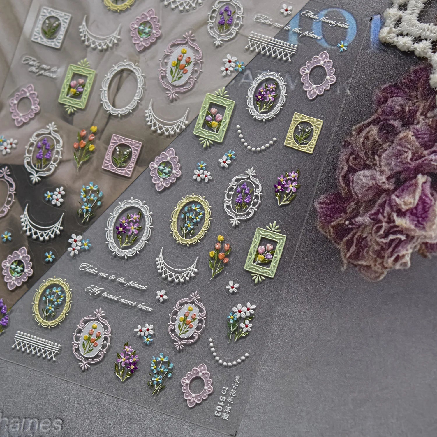 Vintage Clocks 5D Nail Art Stickers Abstract Prints