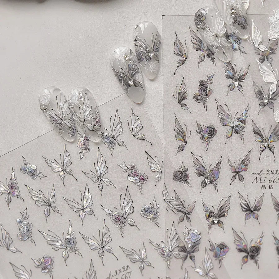 Jelly Butterfly Rhinestone Crystal 5D Nail Art Sticker