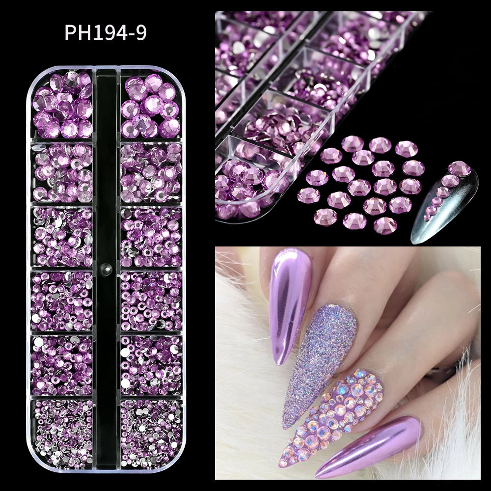 12Grid Mixed Nail Rhinestones Flat-back