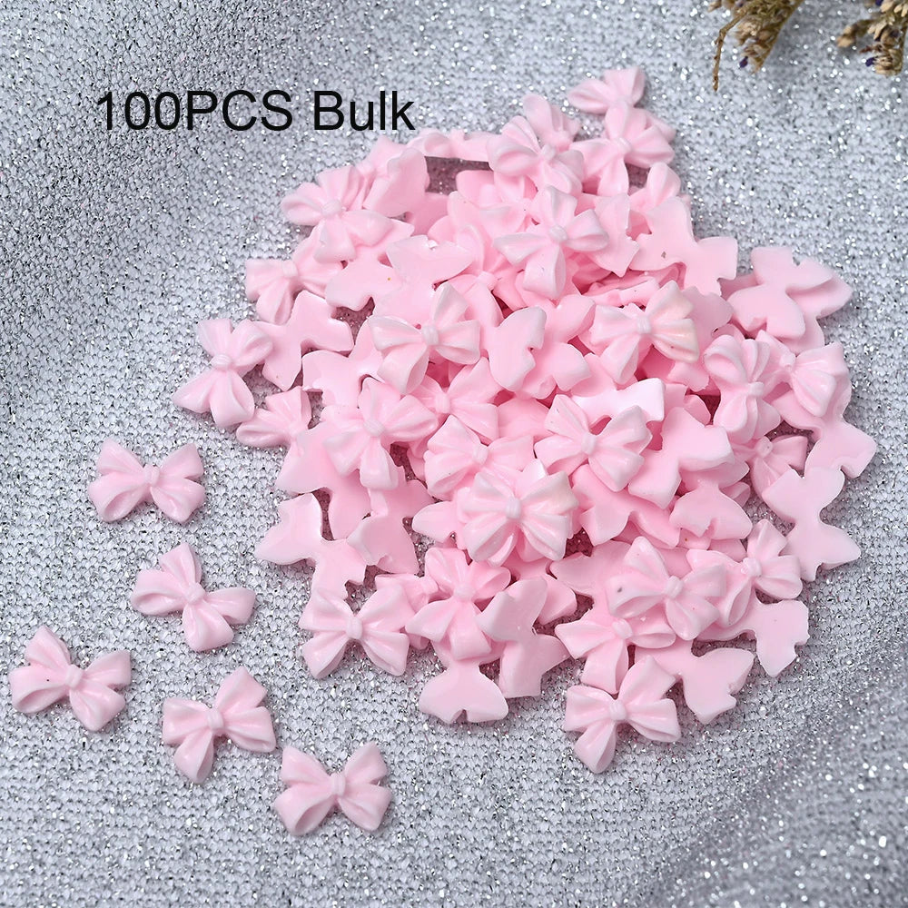 50/100pcs Kawaii Bow Nail Charm 3D