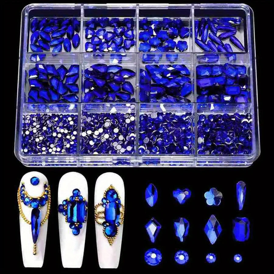 12 Grid/Box 3D Nail Art Alloy Gem Rhinestone