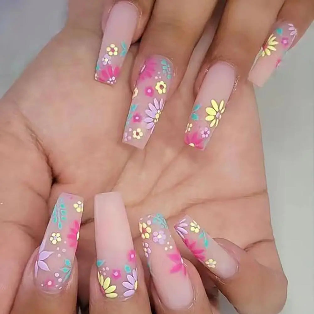 3D Colorful Flowers Cherry Blossoms Rose Daisy Nail Decals 20/30/60/90pcs