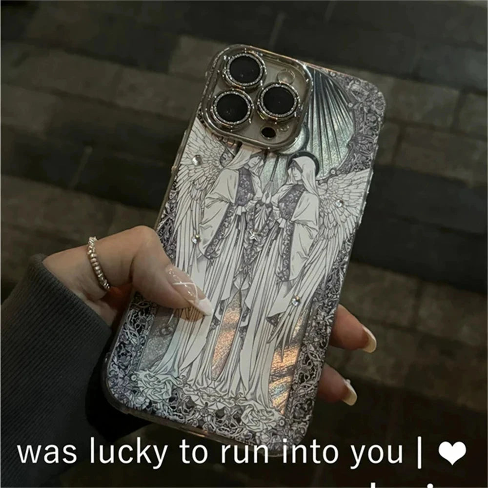 Retro Cupid Angel Aurora Laser Phone Case