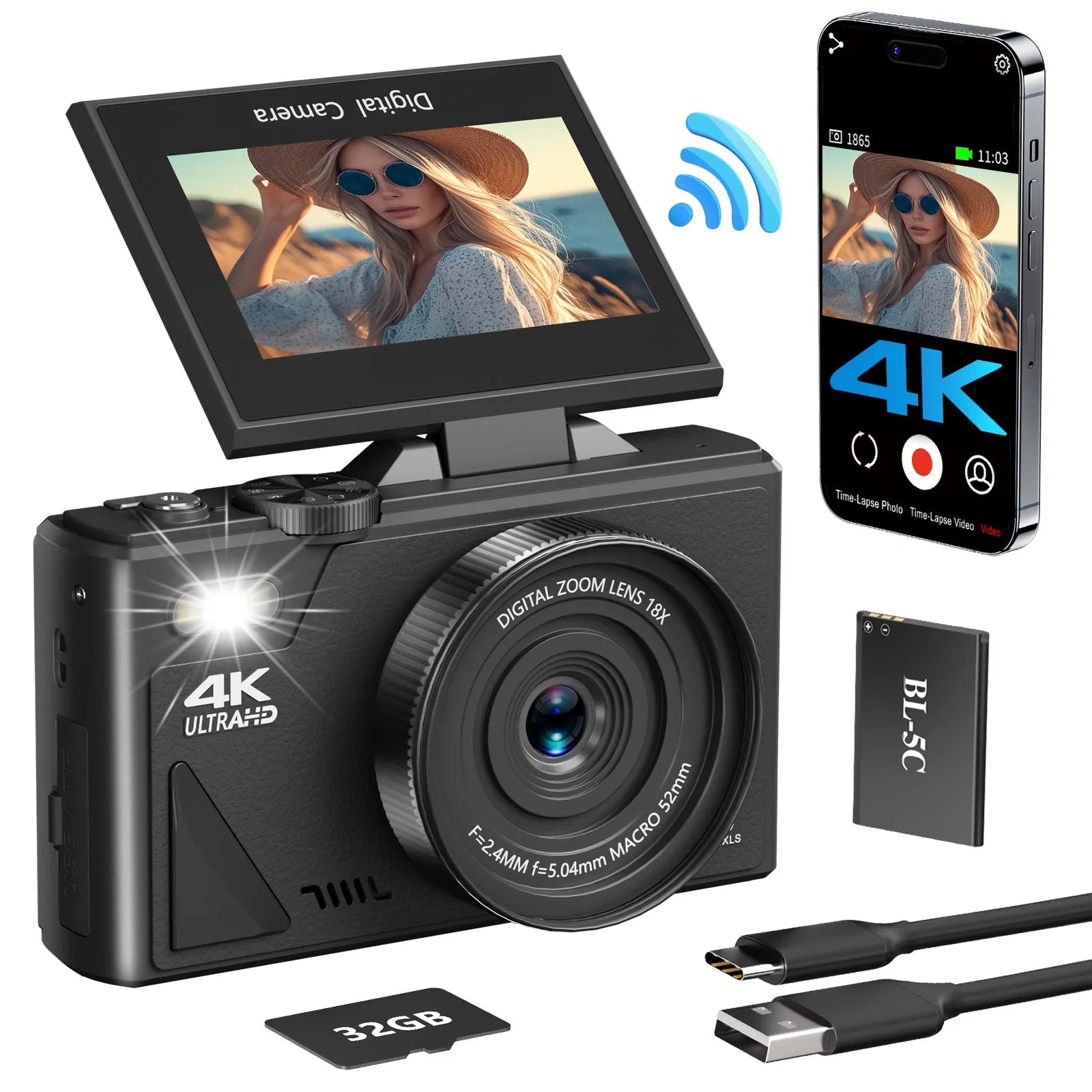 4K Digital Camera Vlogging Camera