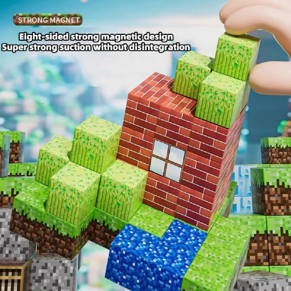 Magnetic building blocks toy storage box set