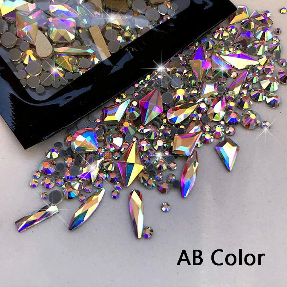180pcs AB Flatback Multi-shape Mixed Diamond Gems