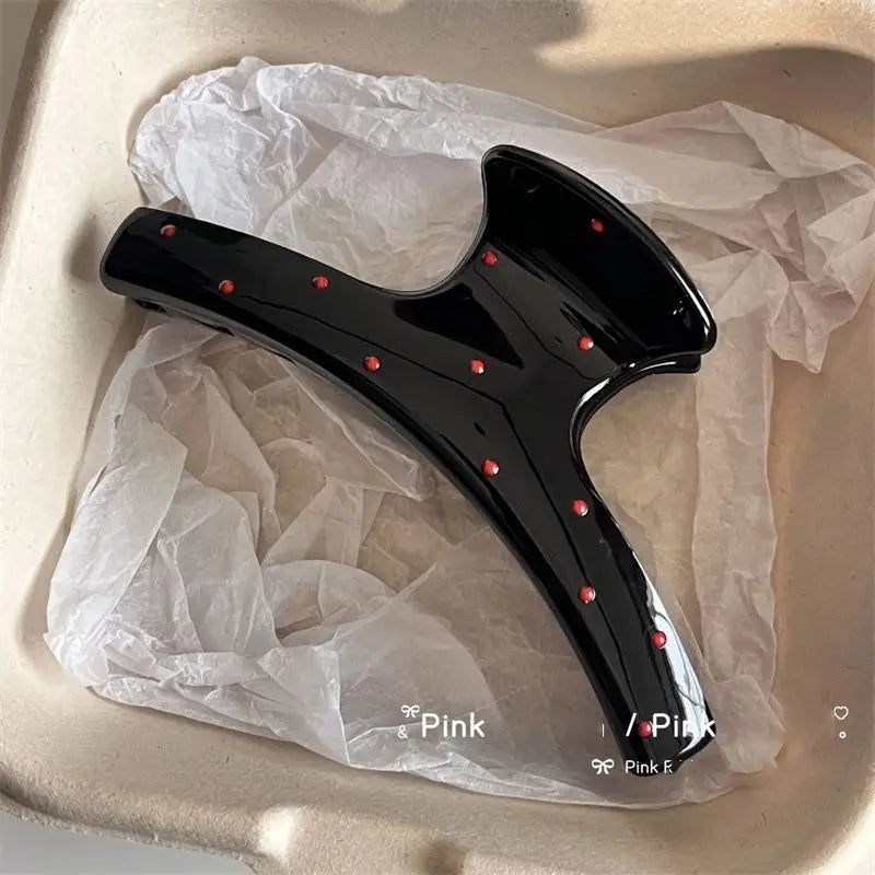 2pcs Vintage Red Polka Dot Ribbon Bow Hair Claw Women Gift