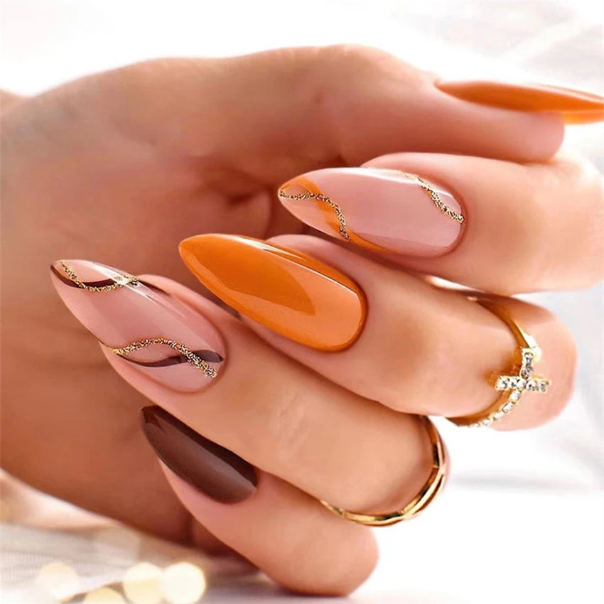 24P/Set Medium-length Almond Press on Nails