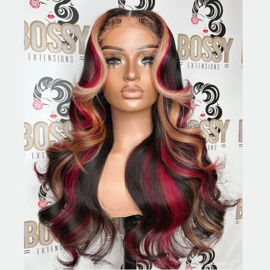 13X4 or 13x6 Synthetic Glueless Brown Lace Front Wig Chocolate Brown Body Wave