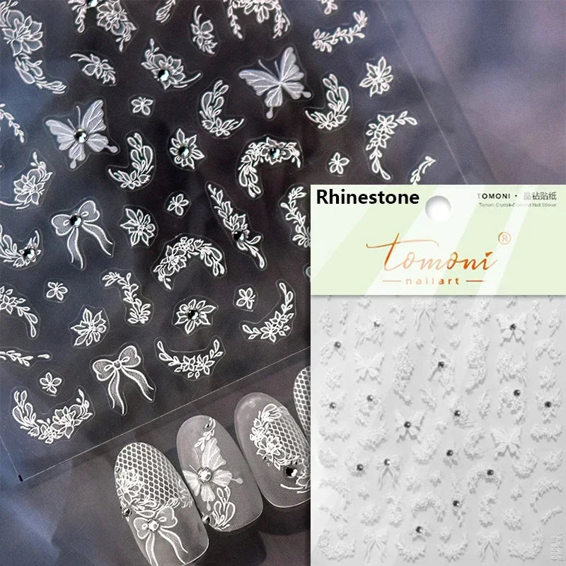 5D Butterfly Blooming Flowers Nail Art Stickers