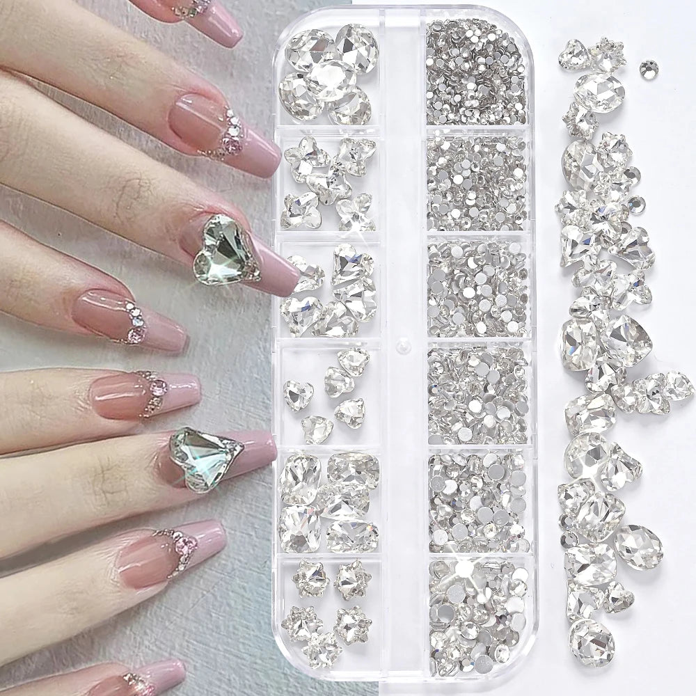 180pcs AB Flatback Multi-shape Mixed Diamond Gems