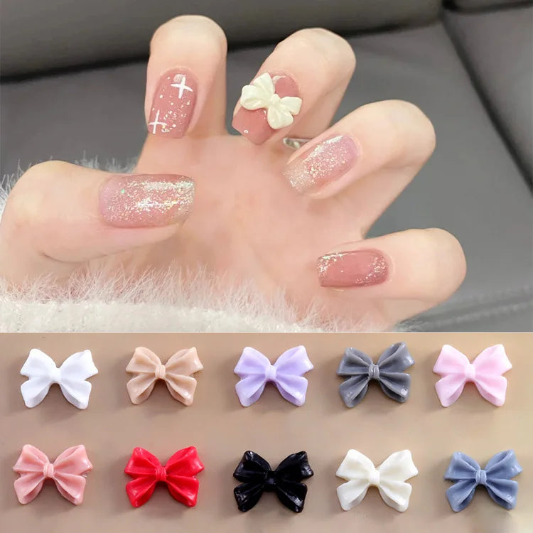50/100pcs Kawaii Bow Nail Charm 3D