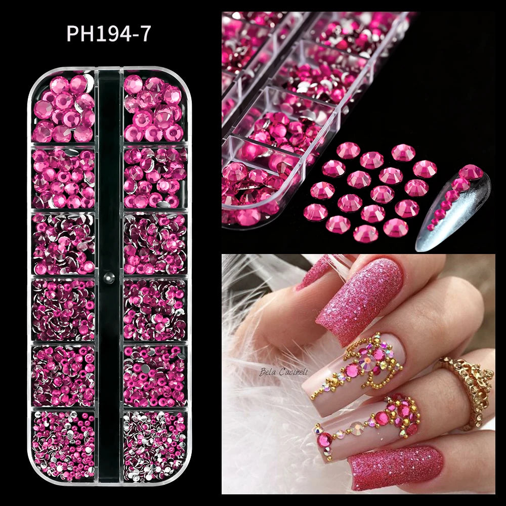 12Grid Mixed Nail Rhinestones Flat-back