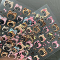 2pcs 5D Cute Leopard Print Kitty Head Nail Decal