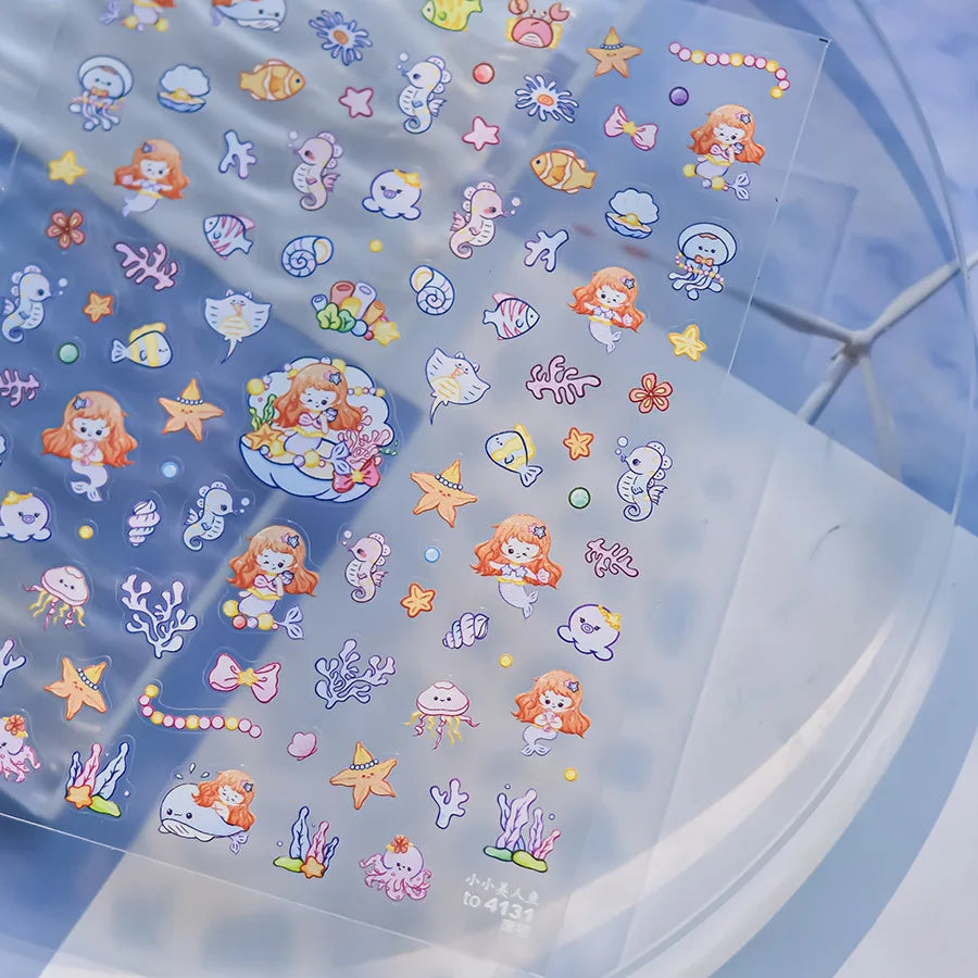 Goldfish Cavort Water 5D Nail Art Stickers Manicure Decal