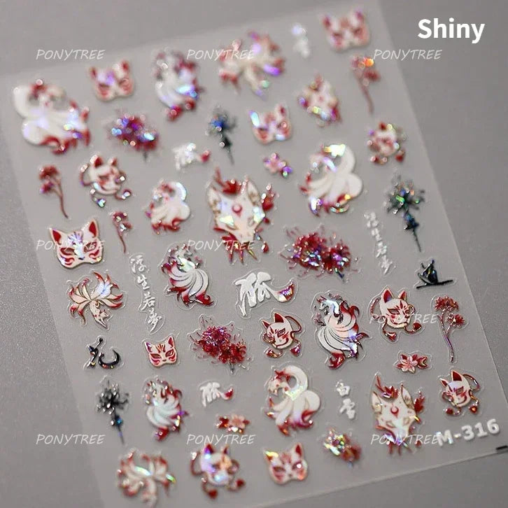 5D Butterfly Blooming Flowers Nail Art Stickers