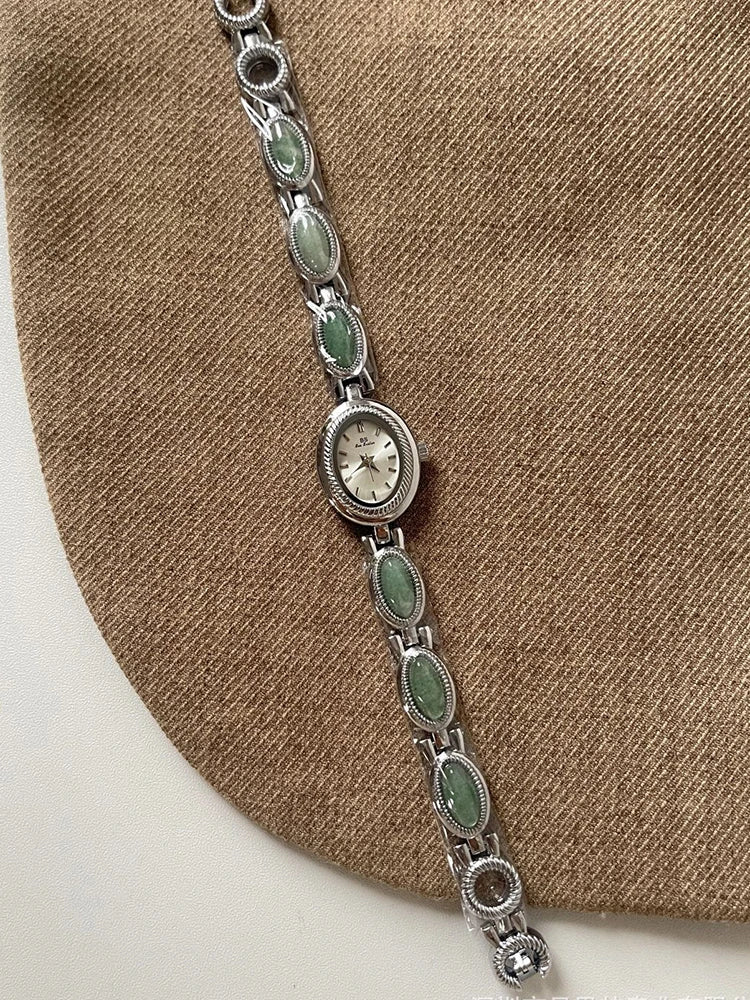 High-end Luxury Elegant Jade Quartz Bracelet Wristwatch