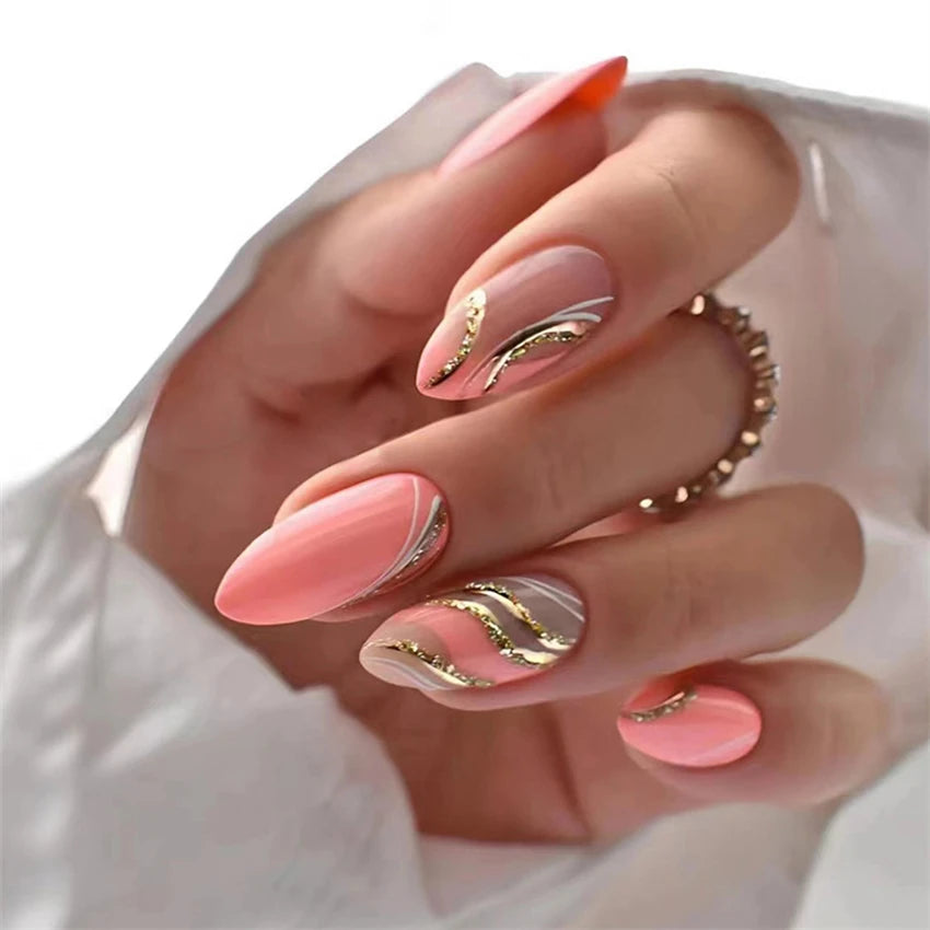 24P/Set Medium-length Almond Press on Nails