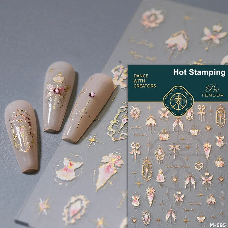 5D Butterfly Blooming Flowers Nail Art Stickers