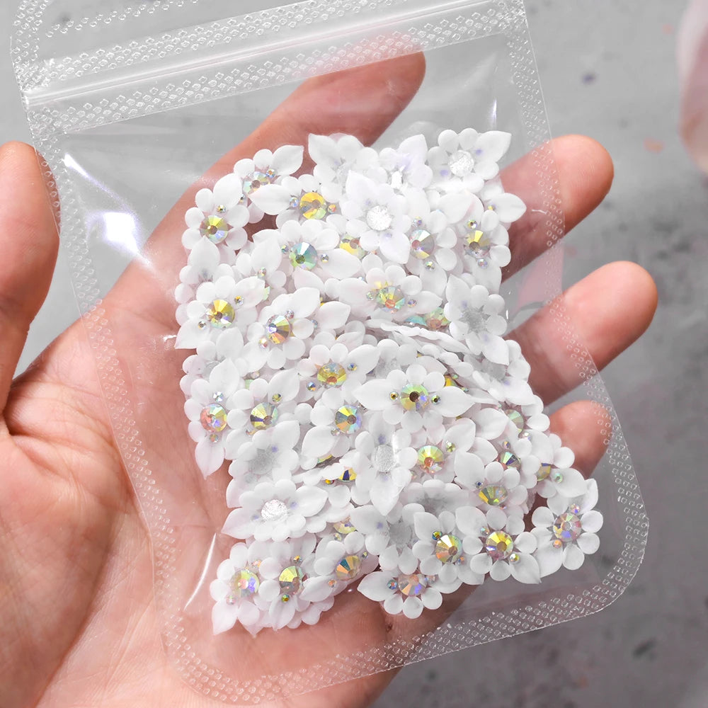 10/30PCS 3D Handmade Acrylic Carved Flower