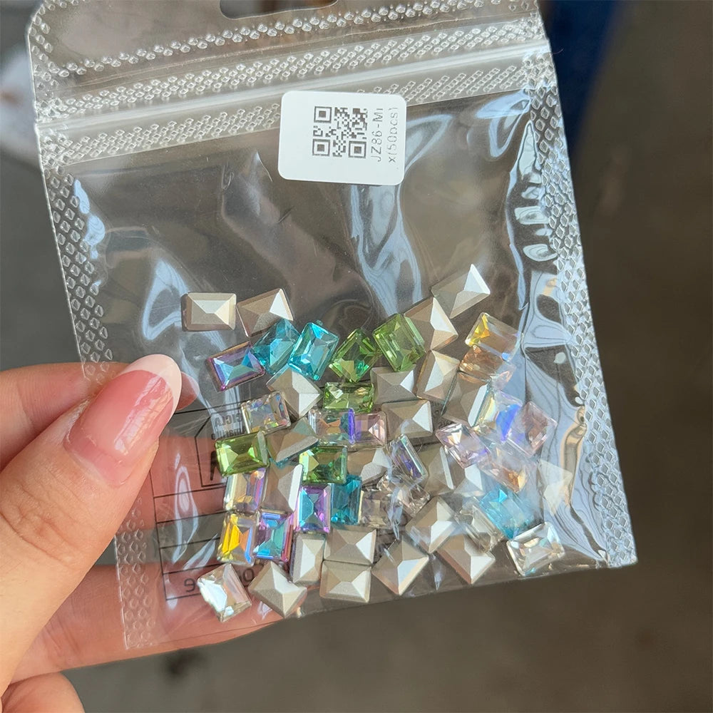 50pcs Dazzling Zircon Nail Art Rhinestone Mini 1-4mm Mixed-shape