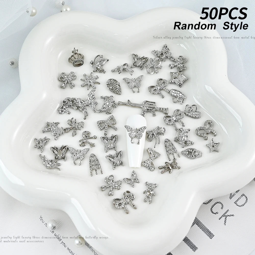 50Pcs Random Mix luxury nail charm