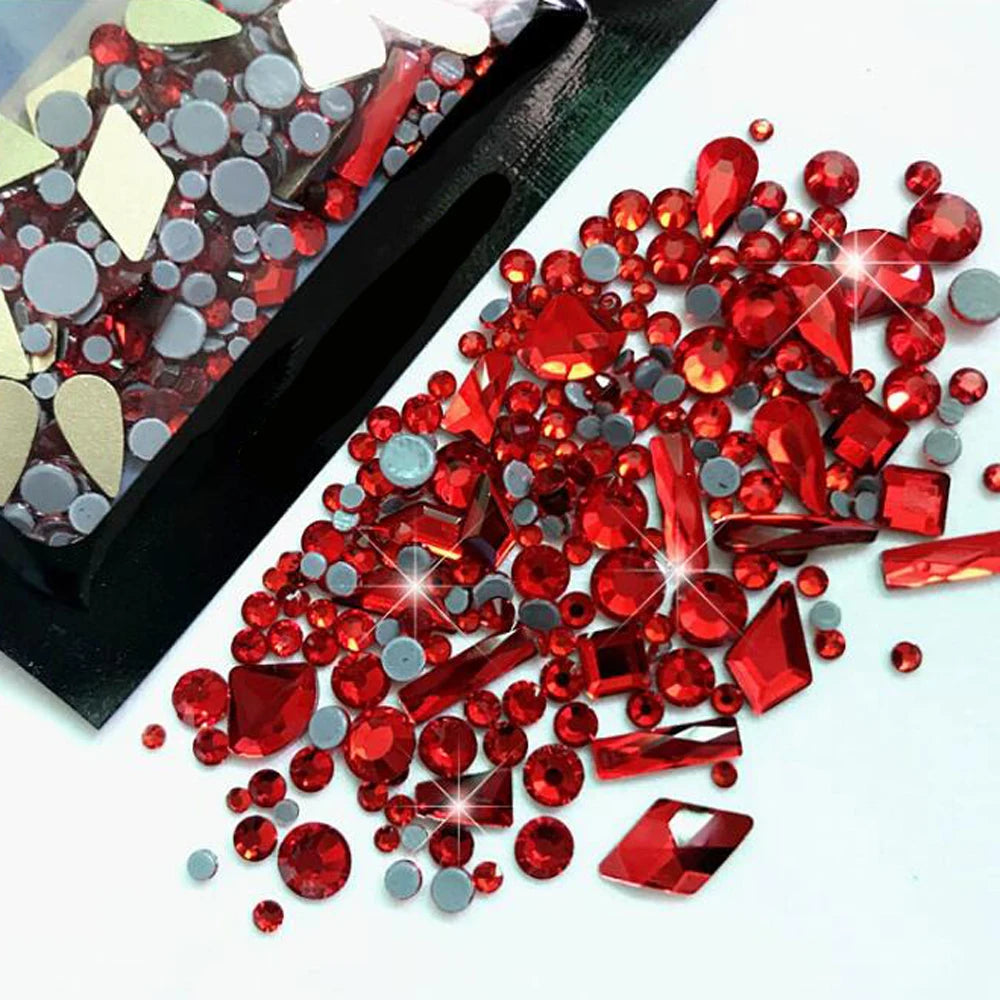 180pcs AB Flatback Multi-shape Mixed Diamond Gems