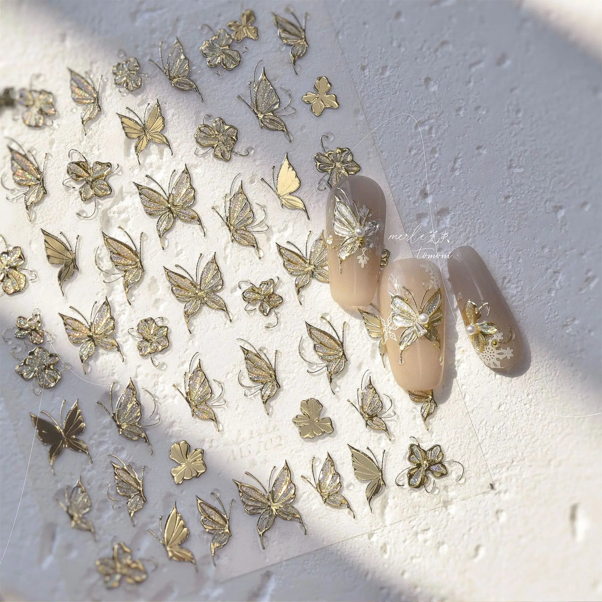 Jelly Butterfly Rhinestone Crystal 5D Nail Art Sticker