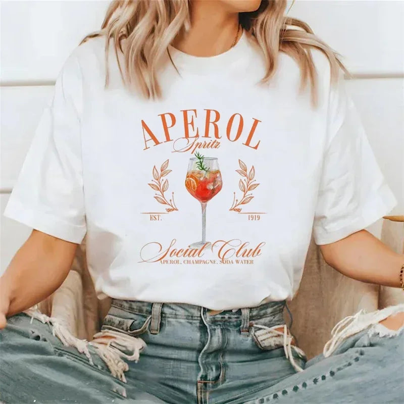 Aperol Print Pattern Social Club Basic T