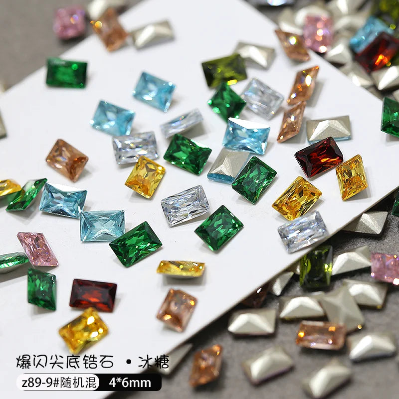 50pcs Dazzling Zircon Nail Art Rhinestone Mini 1-4mm Mixed-shape